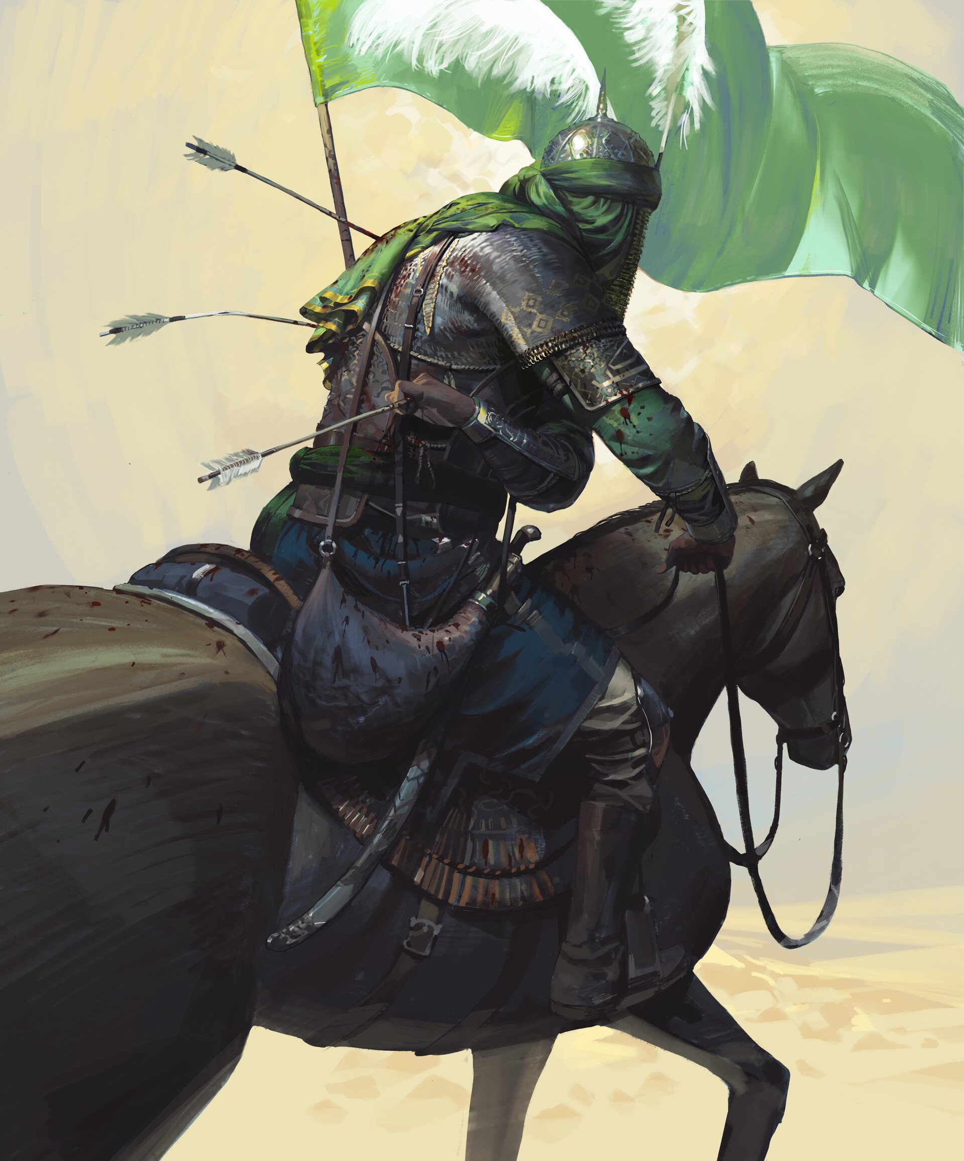 Arab warrior, a finished plate by Faraz Shanyar
